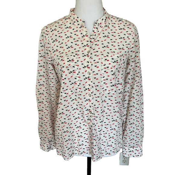 Zara Collection Blue and Red Dogs & Cats Playing Women’s Blouse Size Small - Picture 1 of 12